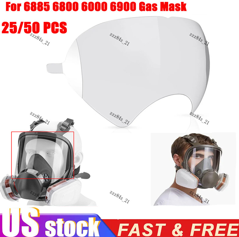 25/50 Pack Peel Off Lens Cover Face Shield Film for 6800 6885 6000 6900 Gas Mask