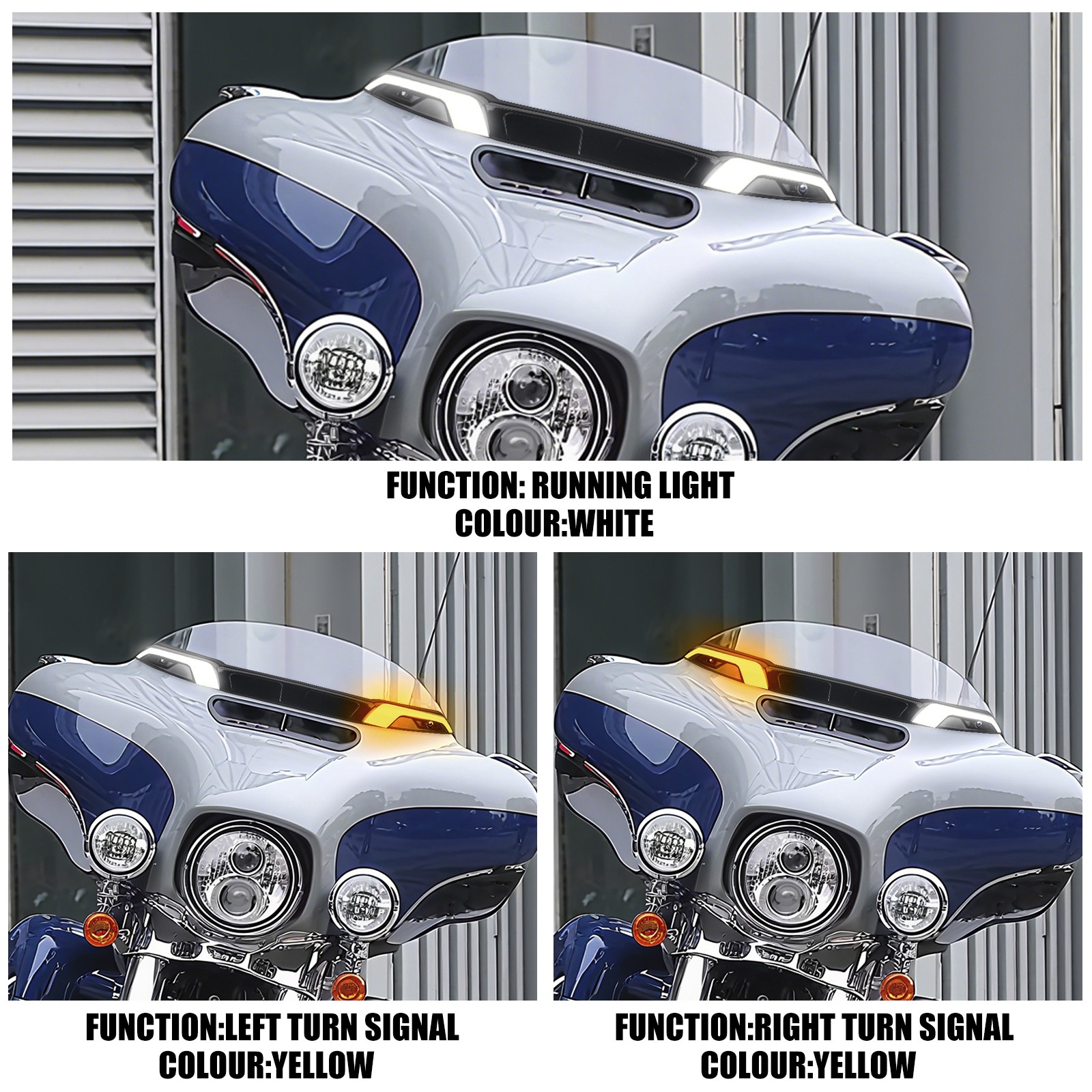 Tracer LED Windshield Trim Light Black For Touring Electra Glide FLHT 2014-2023