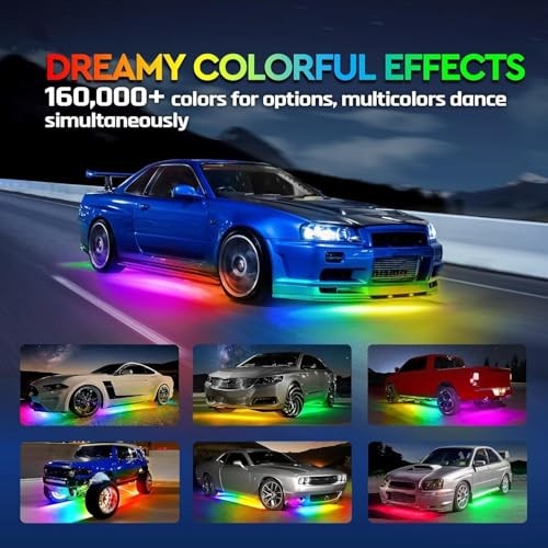 Car Underglow LED Lights,4 Pcs Dream Color Chasing Strip 4 Pcs Dream color