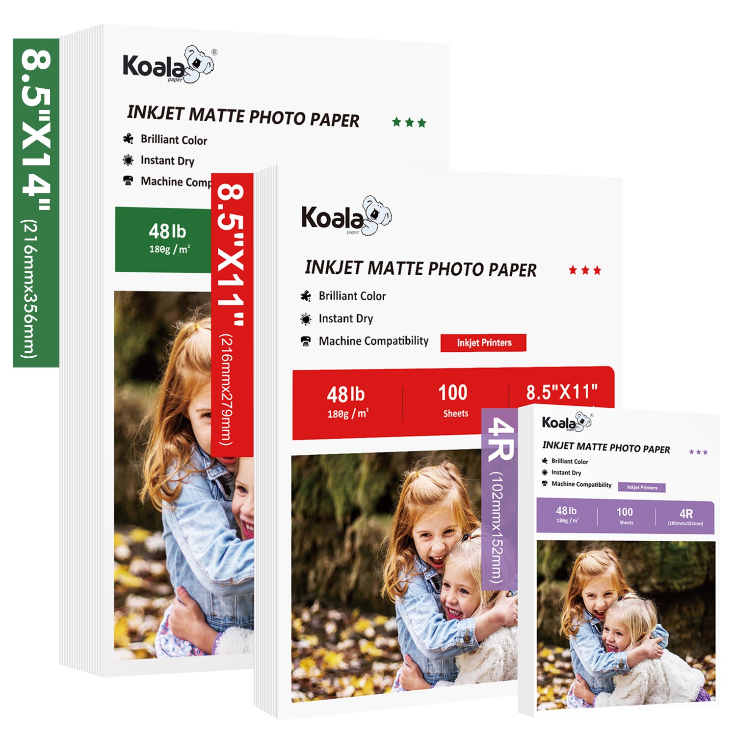 Lot Koala Premium Matte Photo Paper 4x6 8.5x11 8.5x14 for Inkjet Printers 48lb