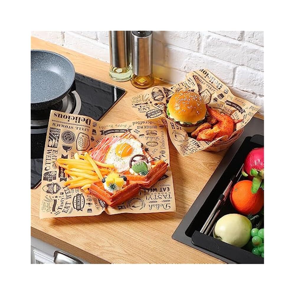 1000ct 12x12" Food Wax Paper, Grease Resistant Liners for Trays & Baskets