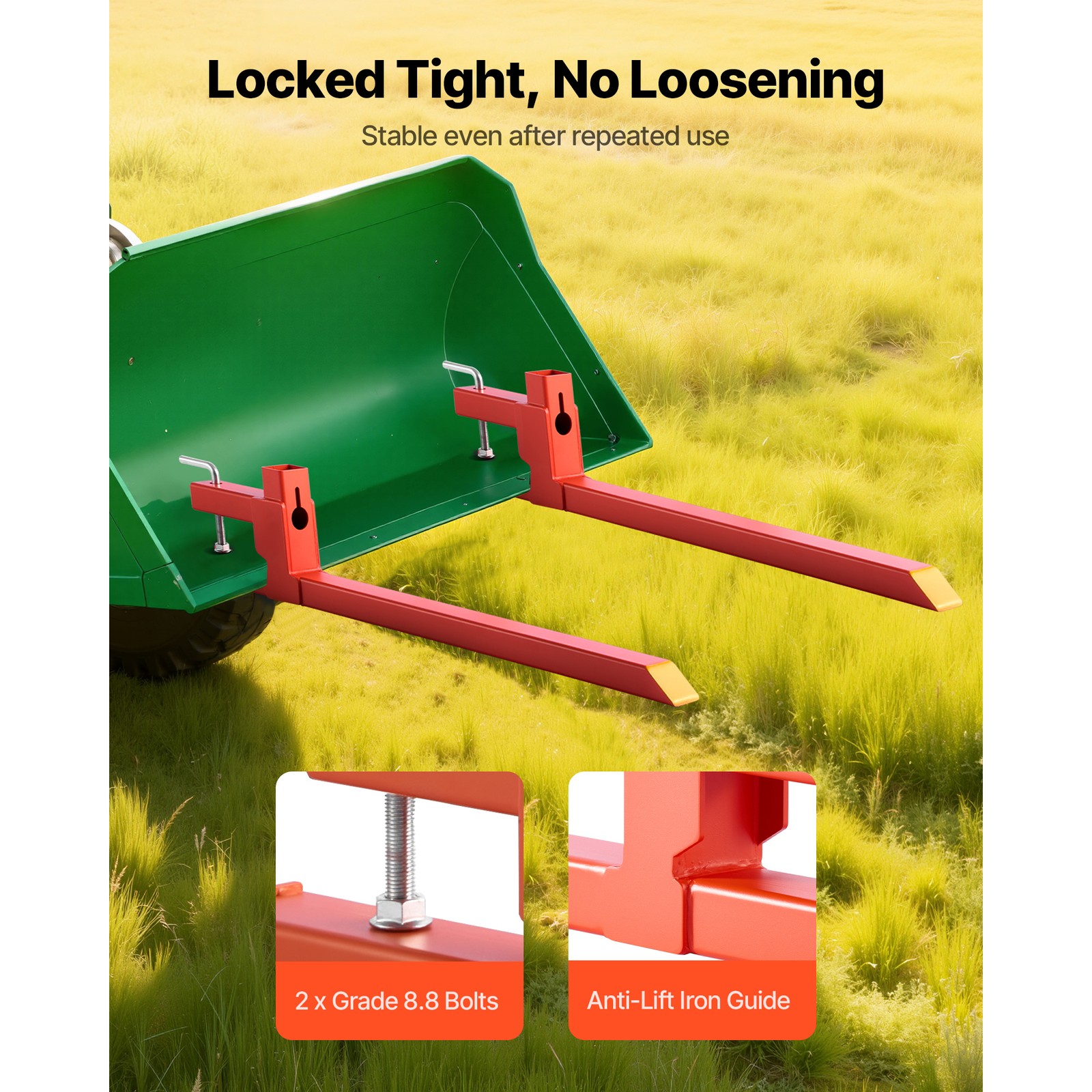 Uimoso 2000 lbs 43" Clamp on Pallet Forks Quick Attach Tractor Forks