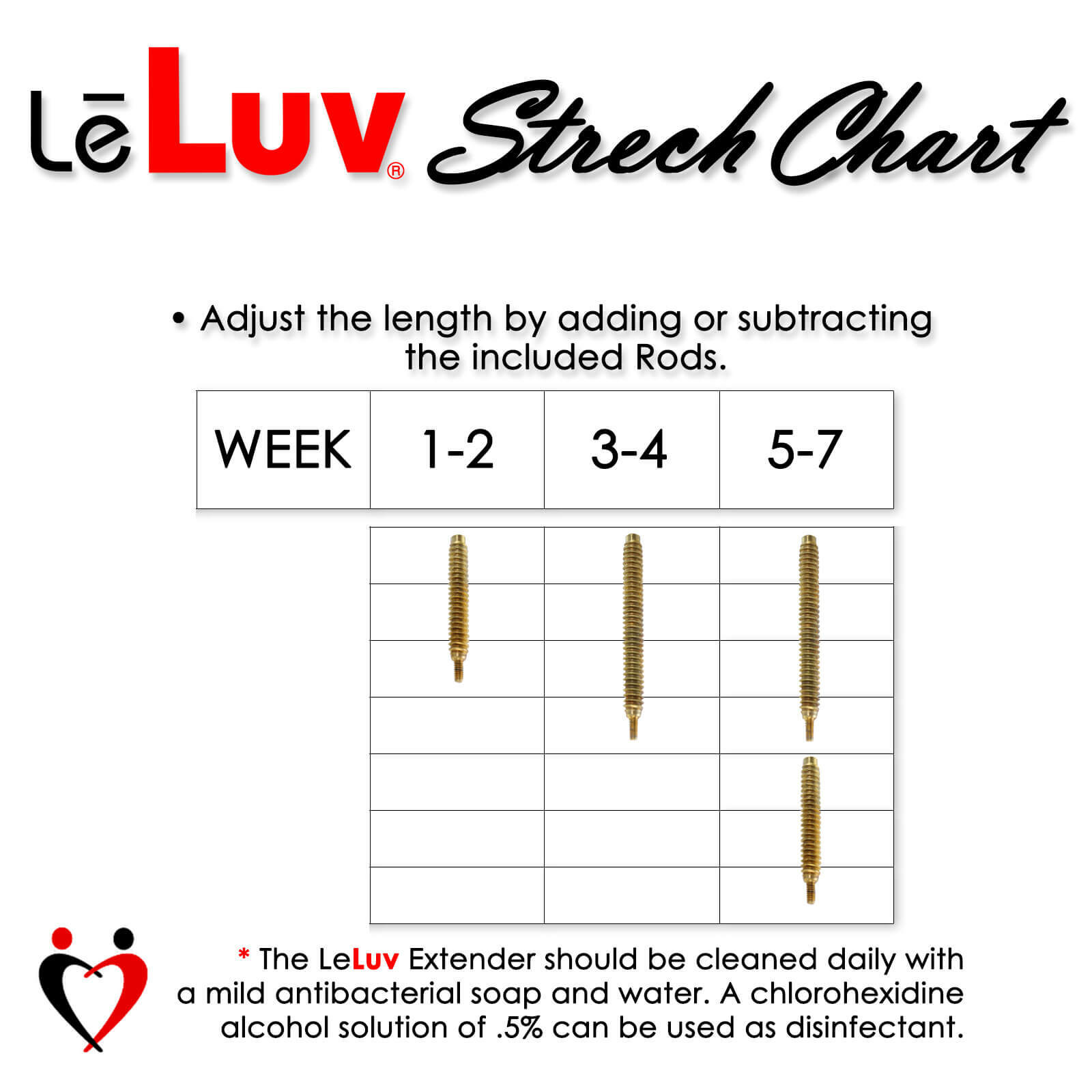 LeLuv SLIDER Penis Extender Stretcher Threaded Rods Adjustable Length Enlarger