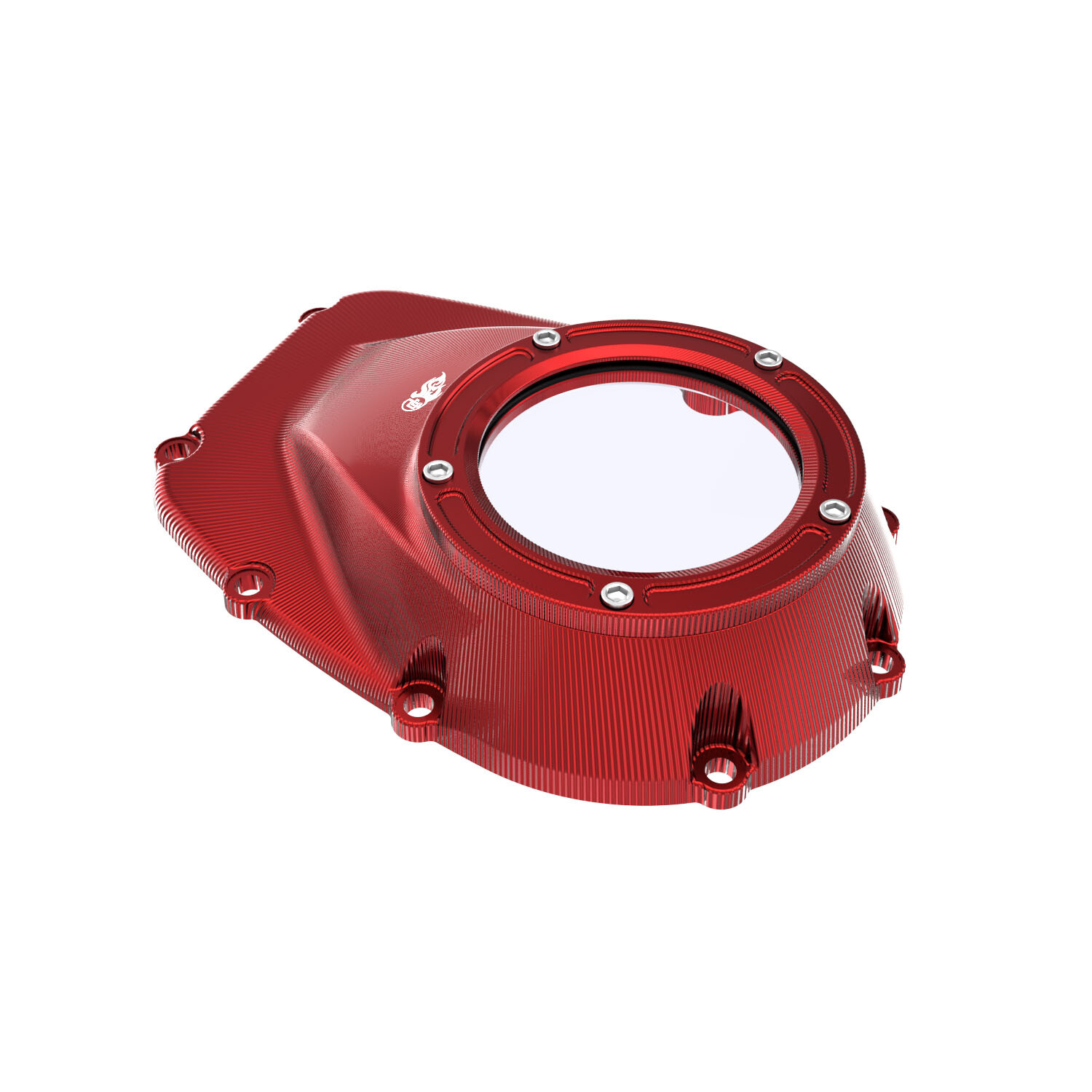 Red Camshaft Cover with Transparent Glass Fits Harley 17-23 FLHR FLH FLTC w/M8