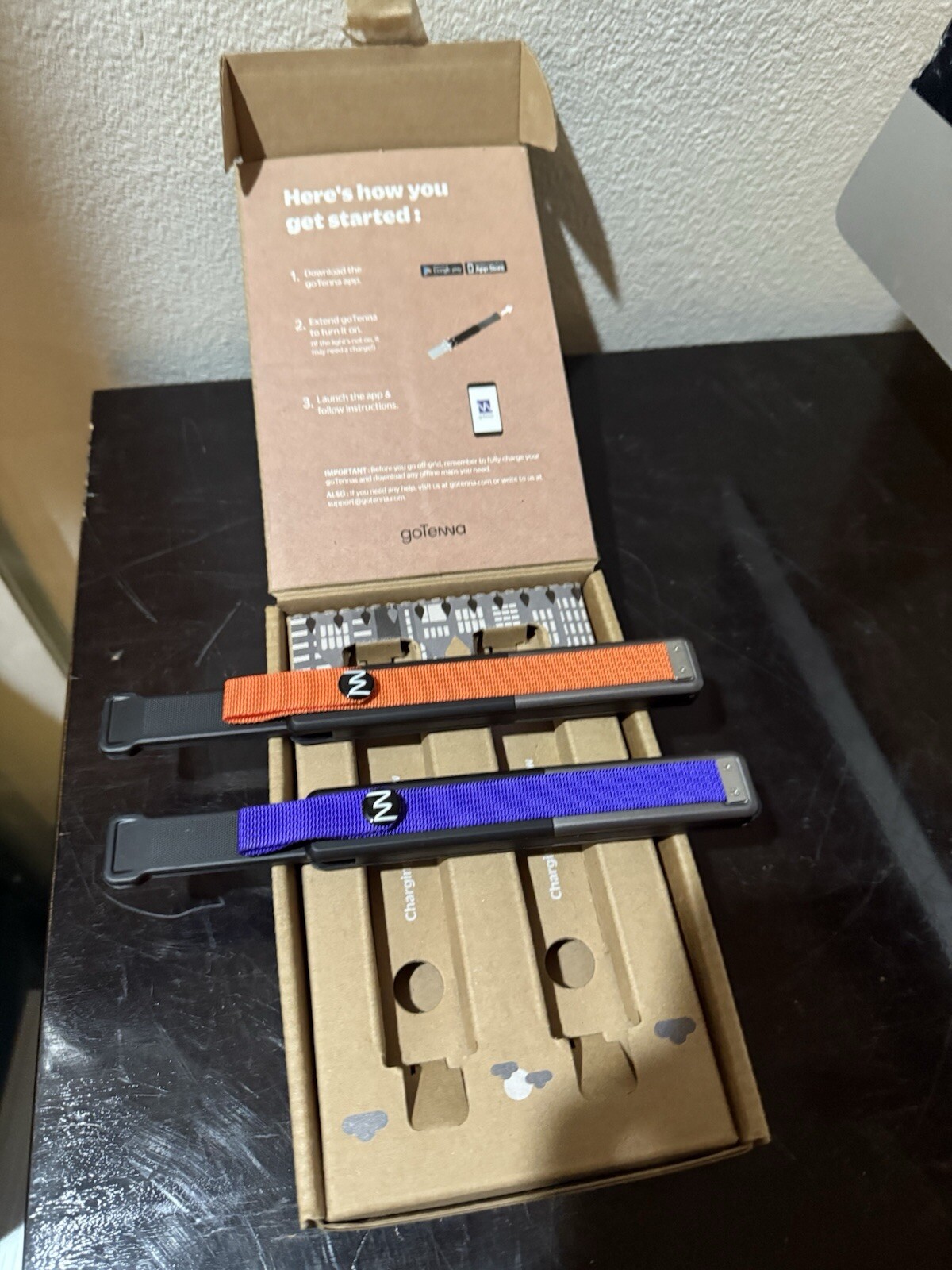 2 of GoTenna Off-Grid Texting SMS GPS Communicator Radio. Purple & Orange. 2x