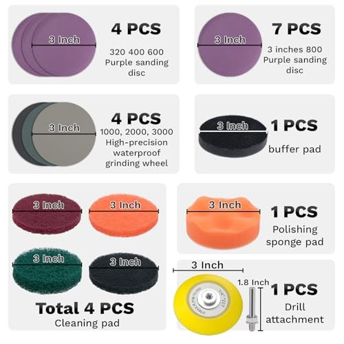 38Pcs Car Headlight Restoration Kit, 3 Inch Headlight Polishing Kit, Headlight