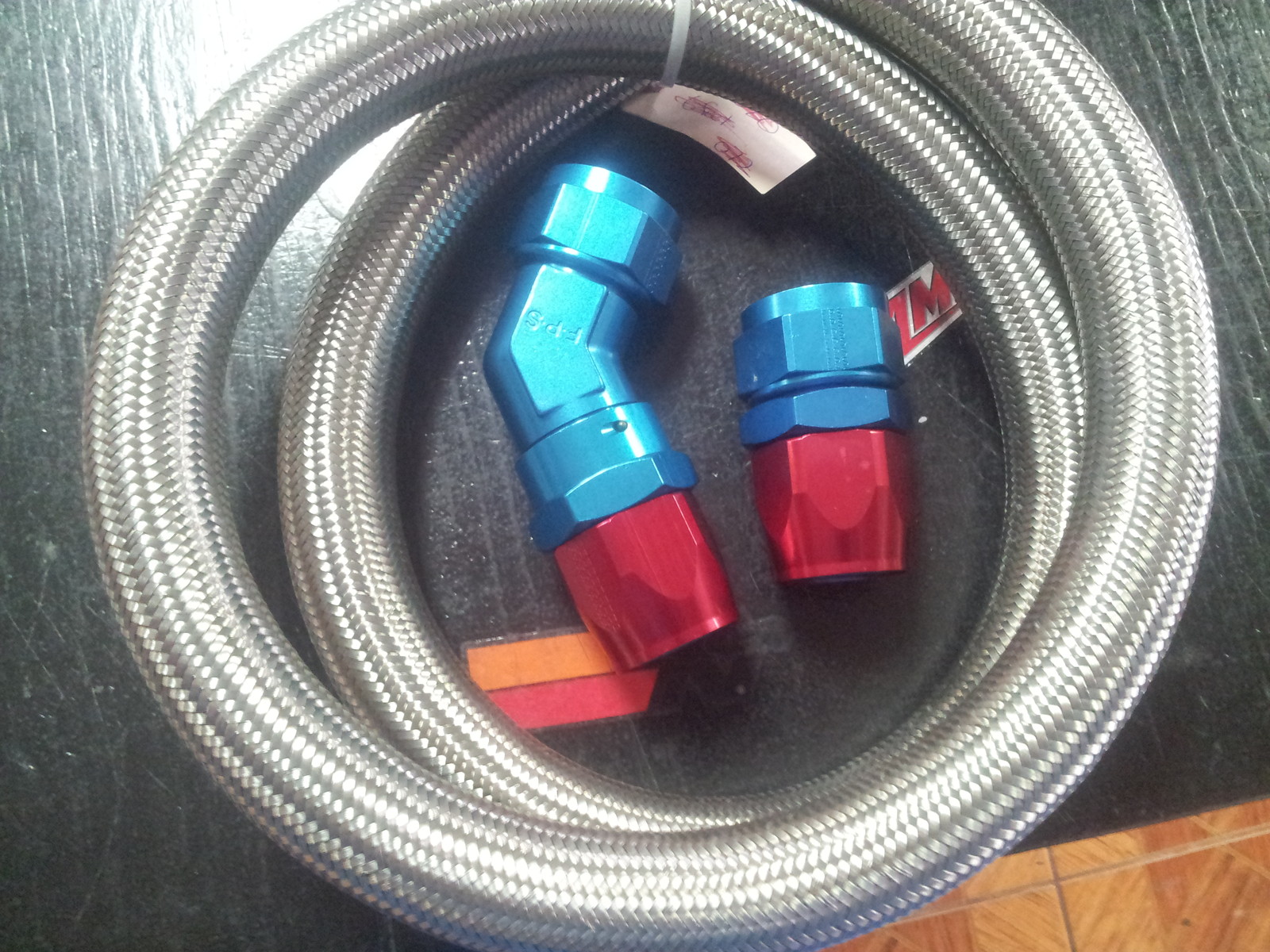 -20AN Steel Braided Radiator Hose Kit -20 Straight -20 45 Degree Hose Ends