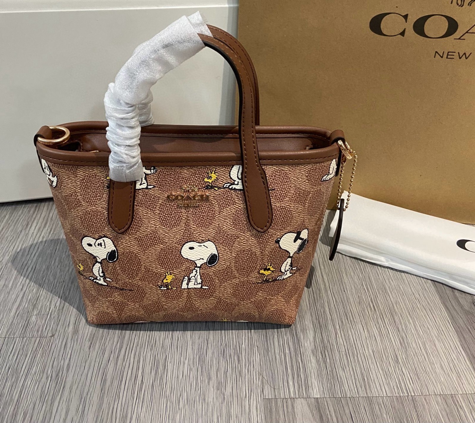 NTW Coach X Peanuts City Mini Tote BagSignature Canvas Snoopy Print CBS83 Outlet