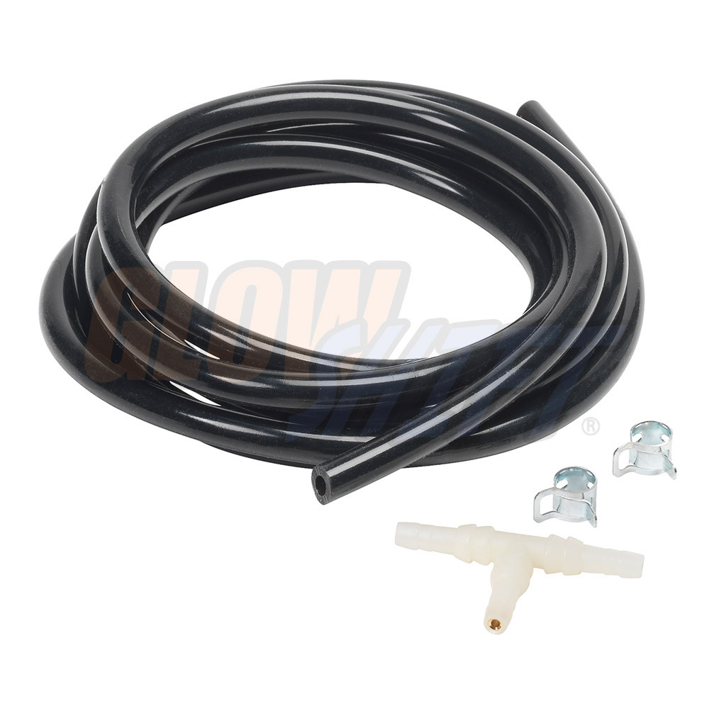 GlowShift Replacement 6' Black Silicone Boost/Vacuum Gauge Hose Kit w T-Fitting