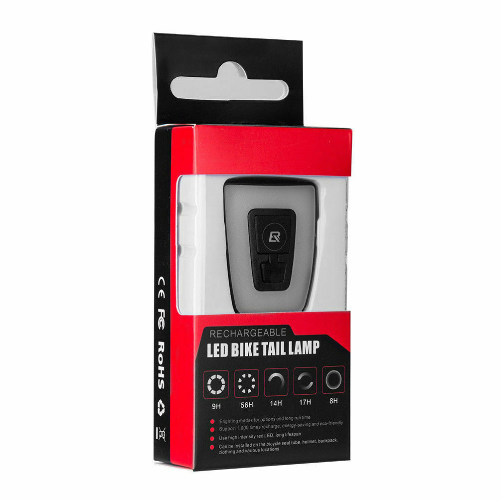 ROCKBROS Bike Rear Light Rechargeable Waterproof Night Warn Hemlet Taillight