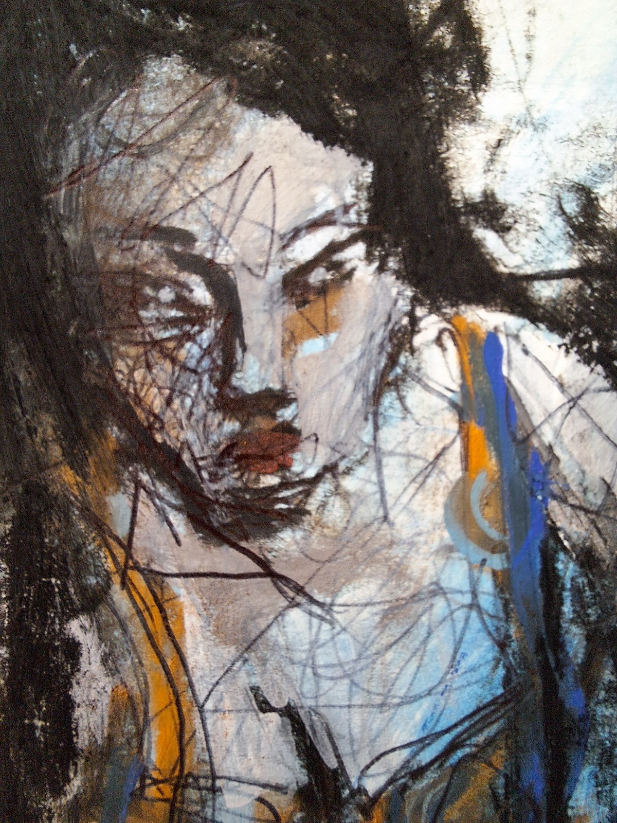 8.5x11 in Woman Remembering When Heavy 103 lb Paper Mixed Media Art