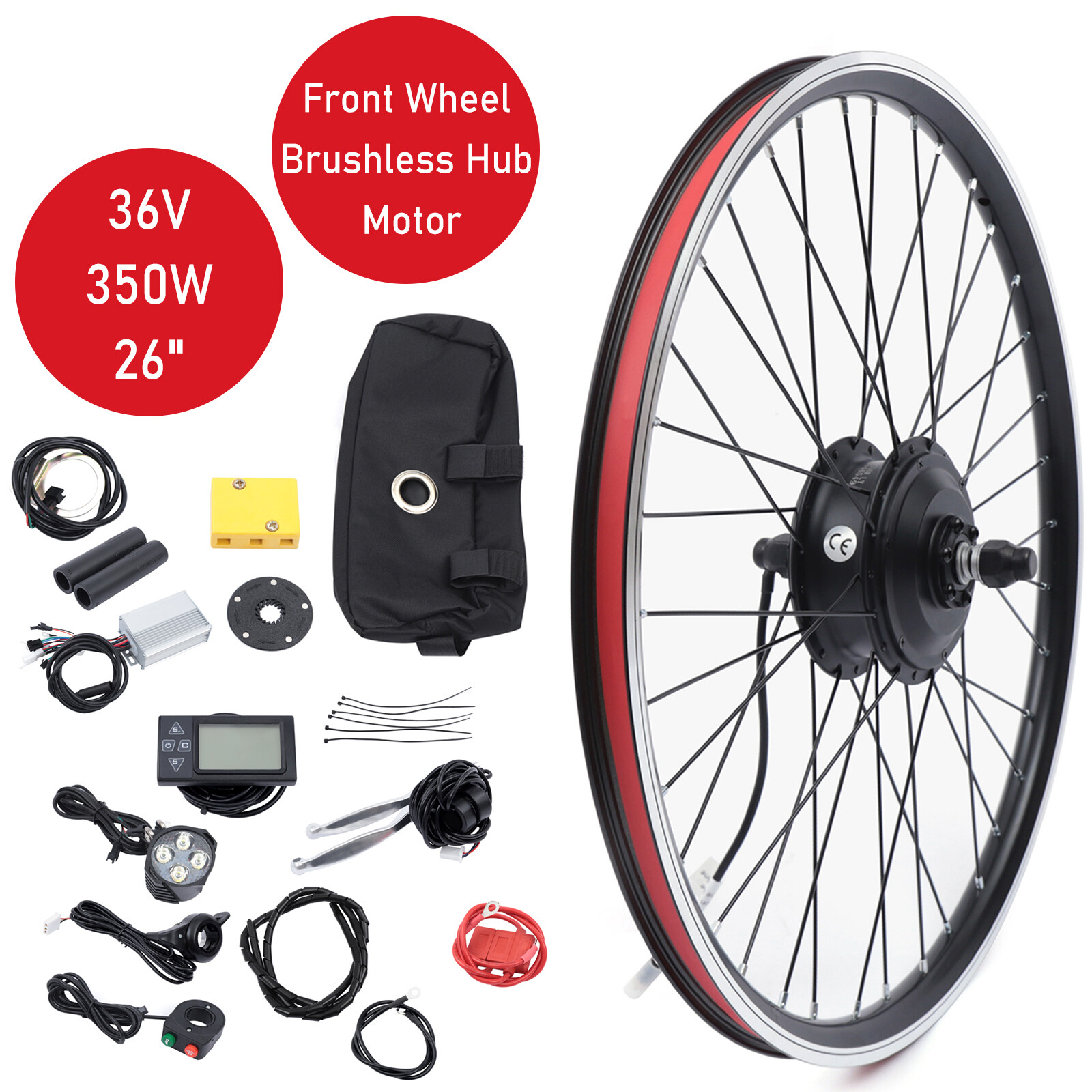 26 inch Front Wheel E-Bike Electric Bicycle Conversion Kit 36V 350W Hub Motor