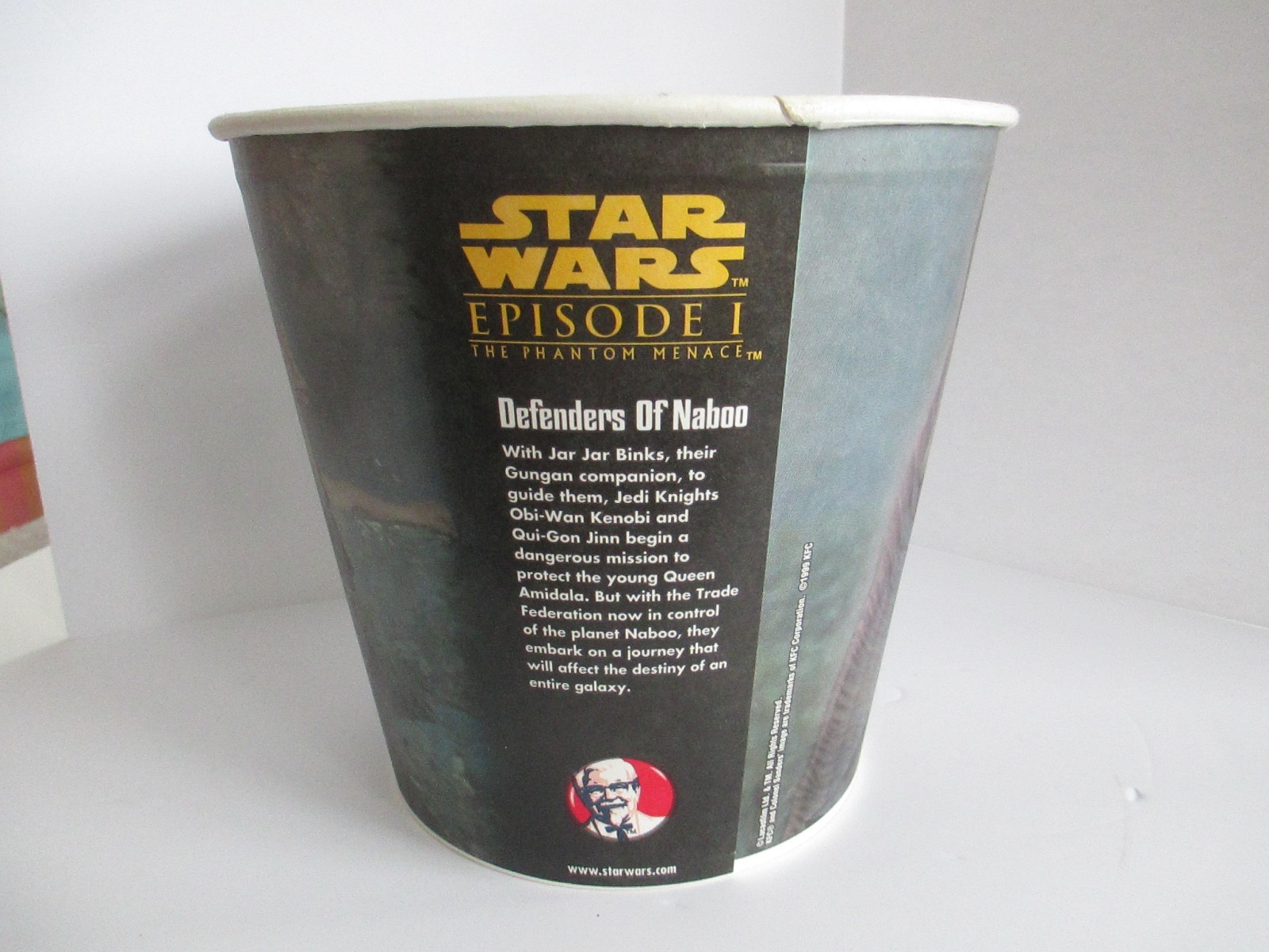 Star Wars Episode 1 KFC Jar Jar Binks Bucket with POG Topper 1999 Vintage BSMT