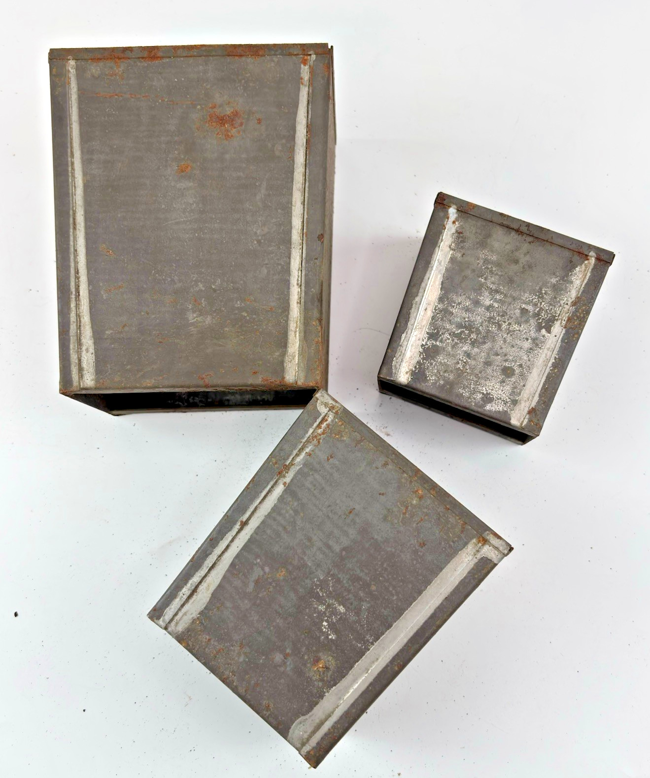 Antique Vintage Tin Ice Cream Container Set of 3 Nesting Mold Set