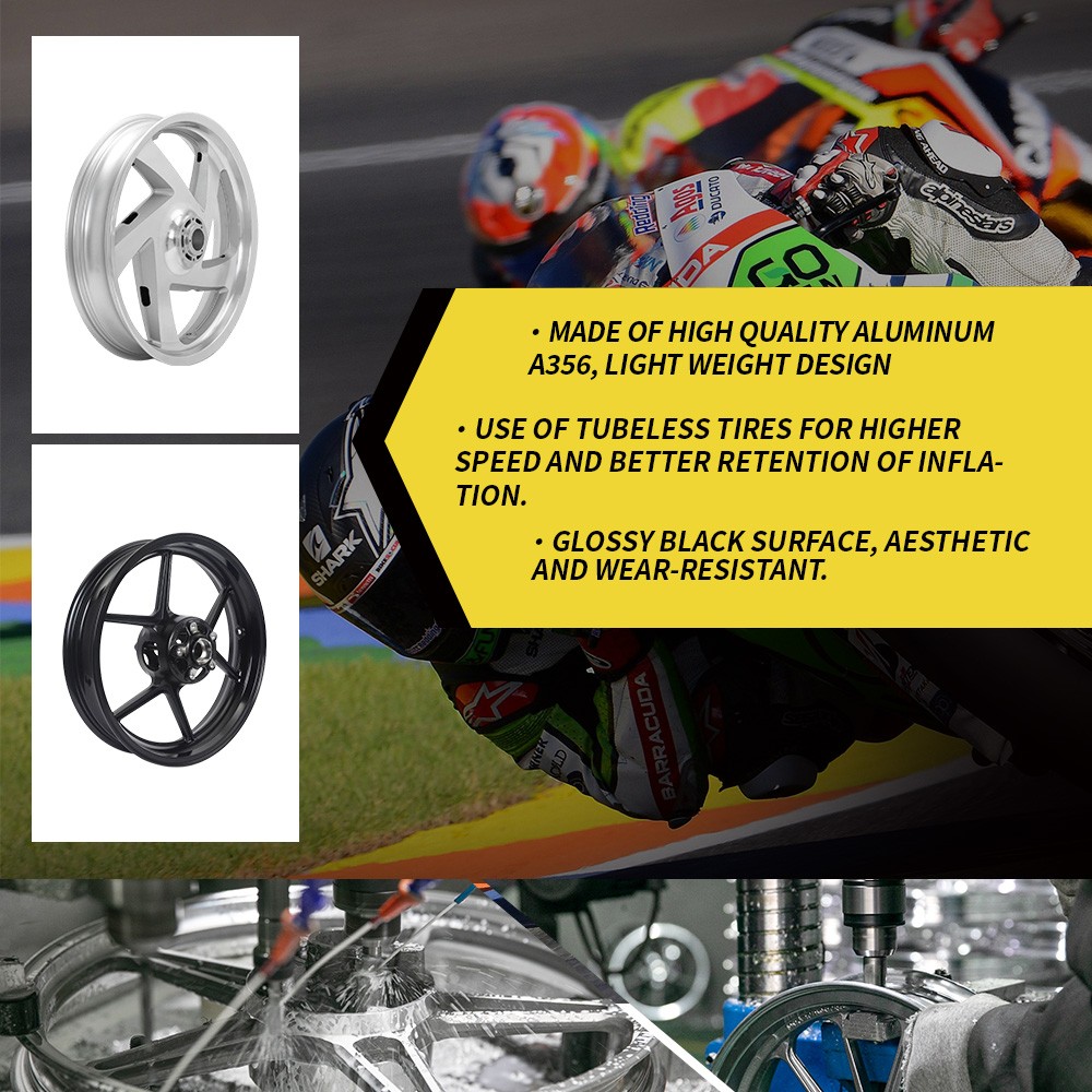 Black 17"x3" Front Wheel Tubeless Rim for Kawasaki Ninja 500R 2024 2025 Z500 SE