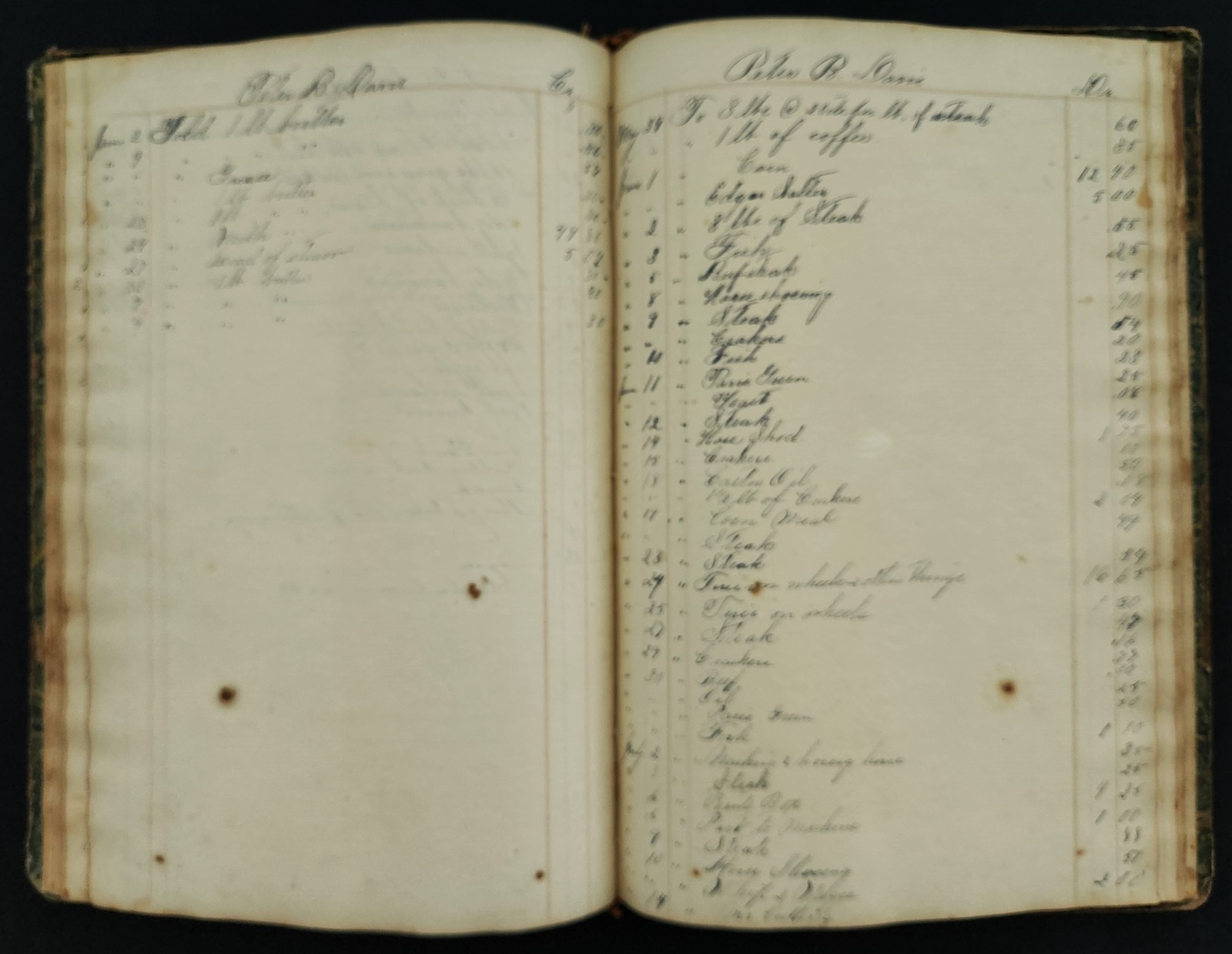 1835-60s antique LEDGER farmingham ma PETER DAVIS farm work horse wagon sider