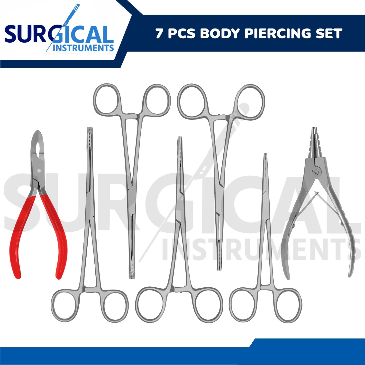 7 Body Piercing Instruments Kit Tools Pennington Forceps Stainless German Grade