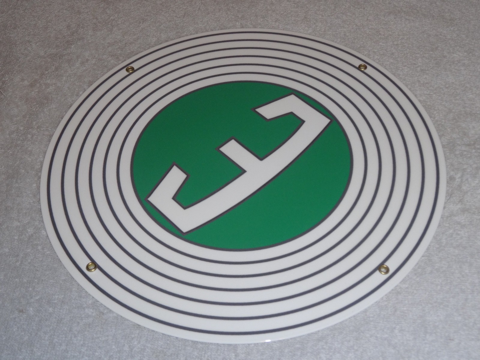 VINTAGE FORD "E" EDSEL 11 3/4" PORCELAIN METAL CAR, TRUCK, GASOLINE & OIL SIGN E