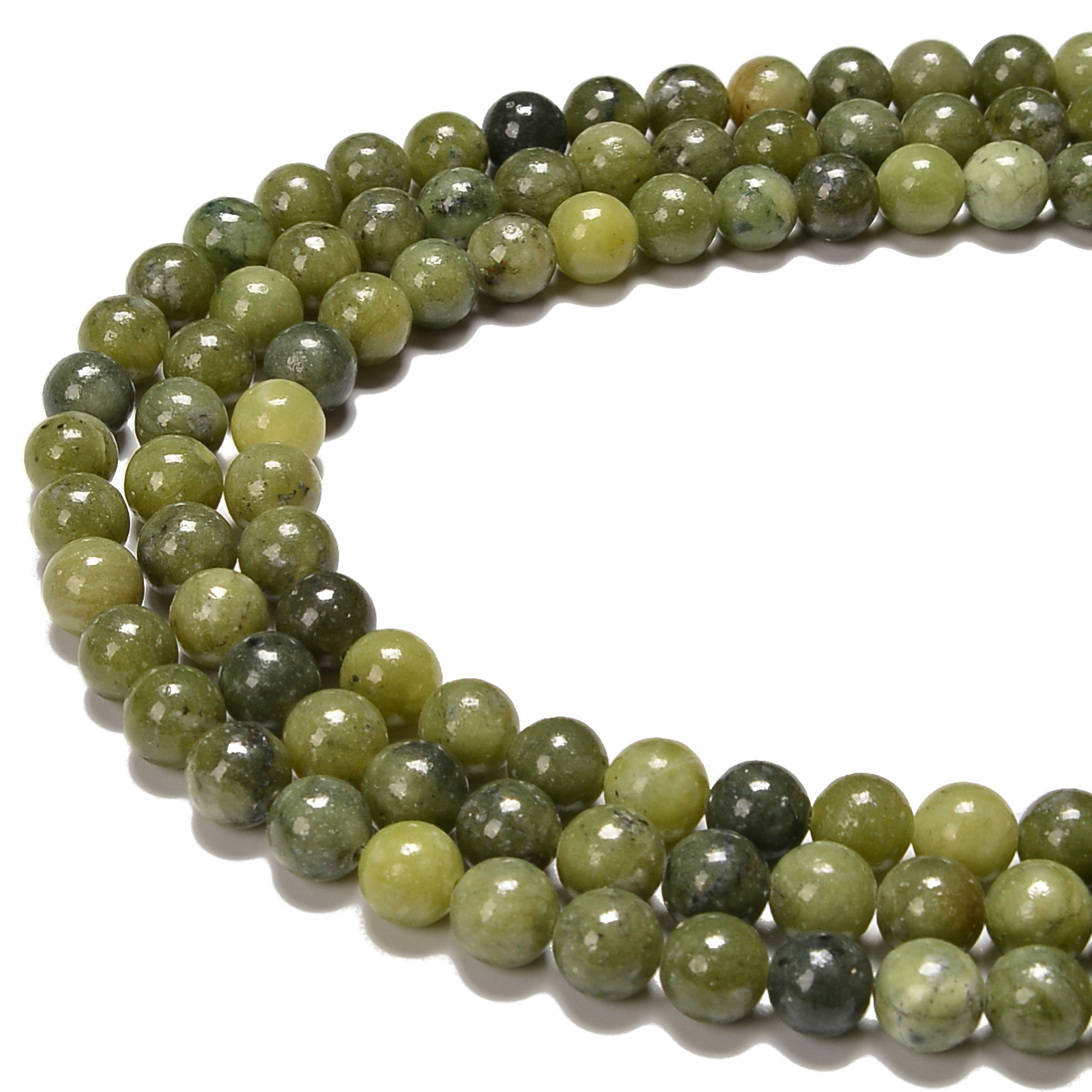 Natural Chinese Green Jade Smooth Round Beads Size 4mm - 12mm 15.5'' Strand