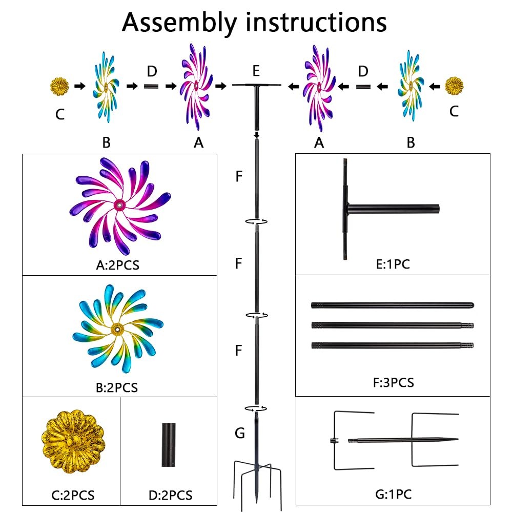 Stargarden Kinetic Wind Spinners Outdoor, 13.2 x 66 Inches Wind Spinner, Metal W