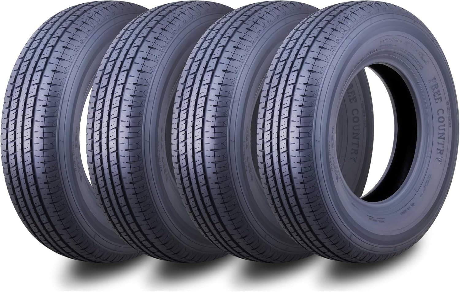 4PC Trailer Tires ST225/75R15 Free Country Radial 10 Ply LR E w/Scuff Guard