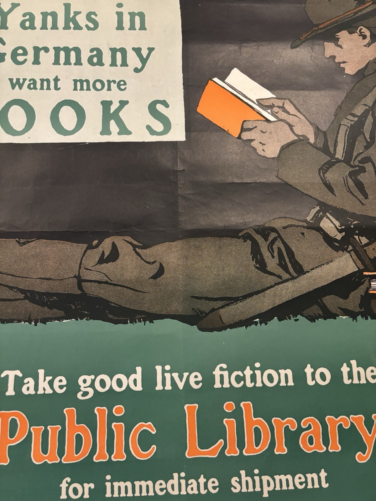 Original WWI Poster Yanks In Germany Want More Books 28x33”