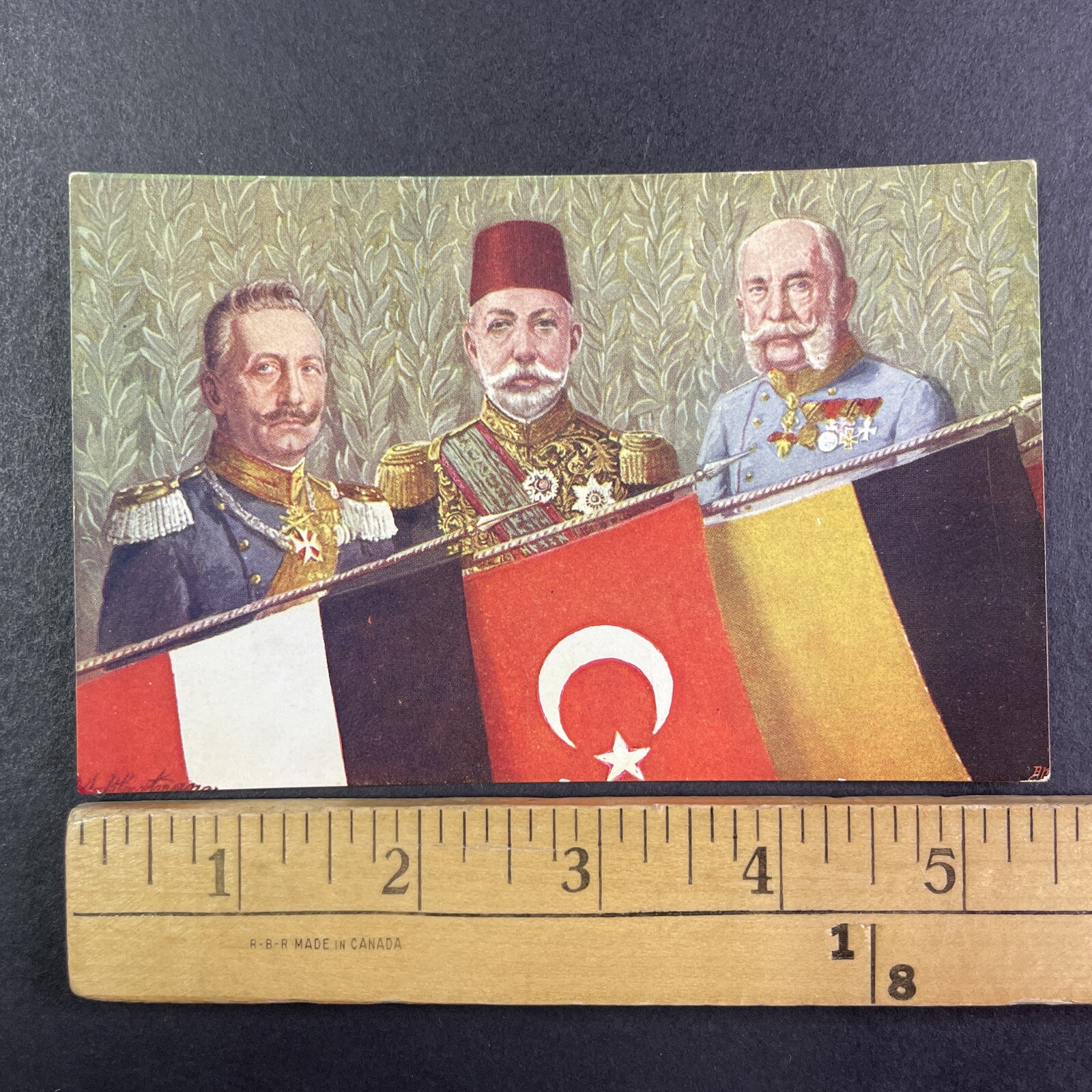 WW1 Germany Kaiser Wilhelm & Mehmed V Ottoman Postcard Antique c1918 Y14200
