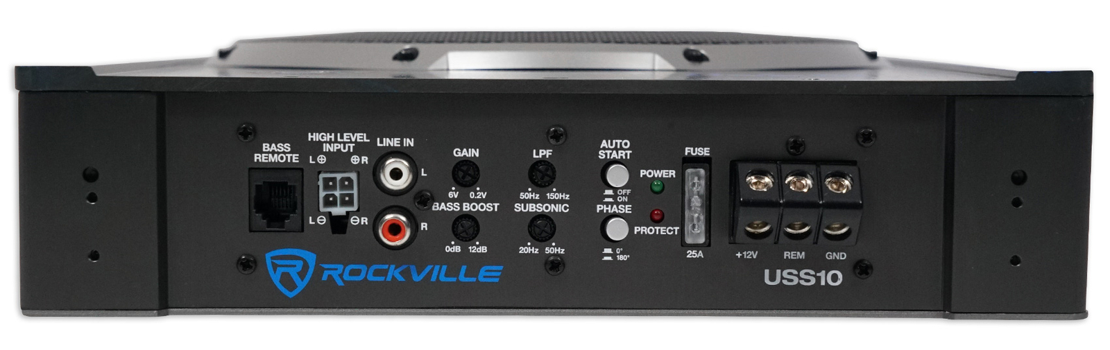 Rockville USS10 10" 800w Slim Under-Seat Powered Car/Truck Subwoofer Sub+Amp Kit