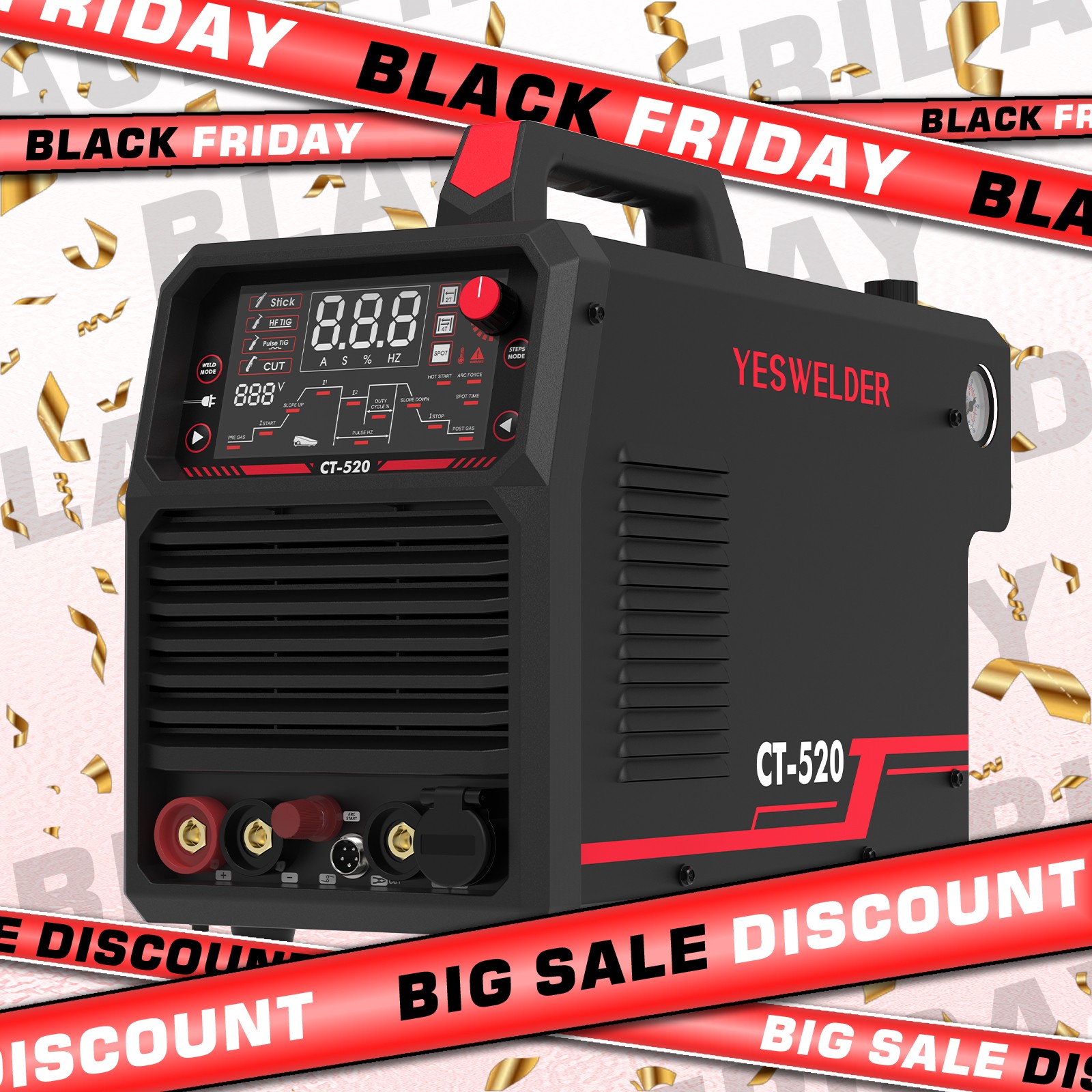 5-in-1 TIG Welder & Plasma Cutter, 200A TIG/Stick, 50A CUT, Dual Voltage