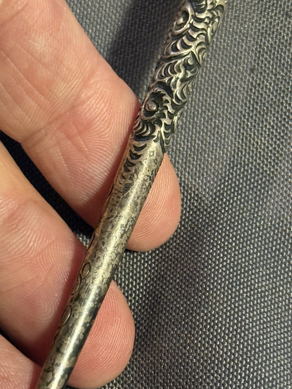 Antique Ornate Sterling Silver Dip Pen Holder quill inkwell