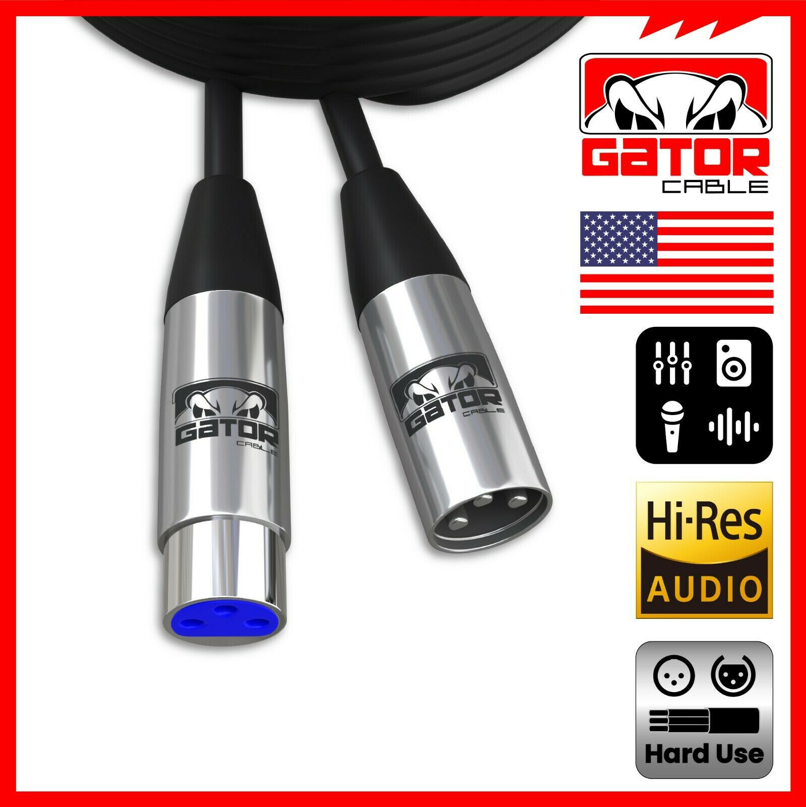 XLR Microphone MIC 3-Pin Male to Female Cable Cord Connector Extension Shielded