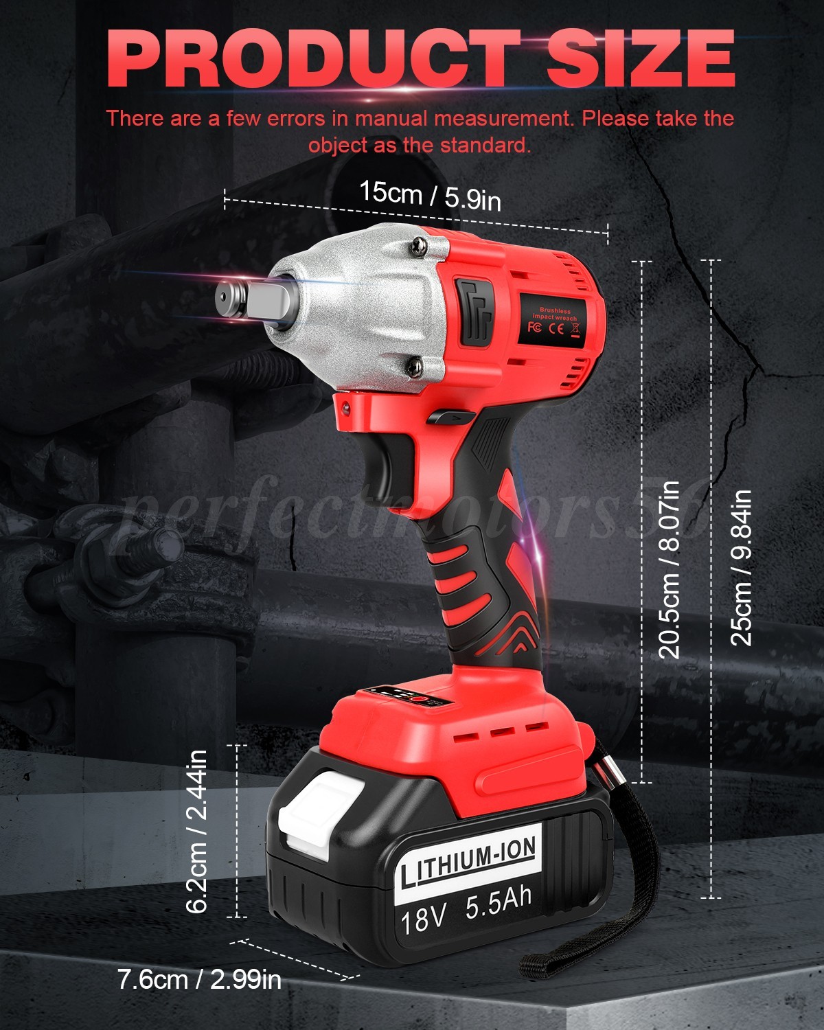 Electric Impact Wrench 1000Nm High Torque Impact Gun 1/2" Cordless Impact Wrench
