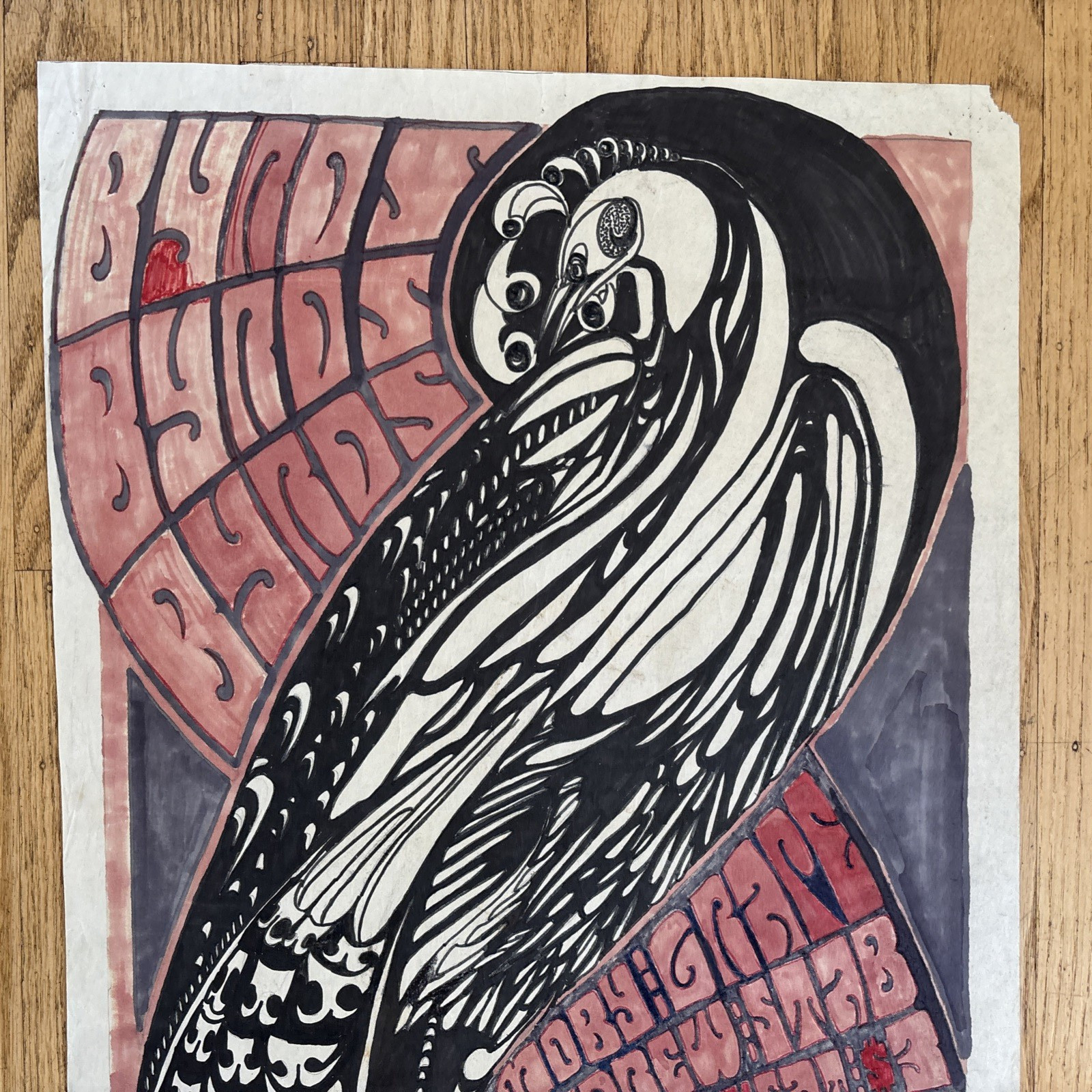 Fillmore Poster B. G. 57 Sketch Ink Hand Colored Art