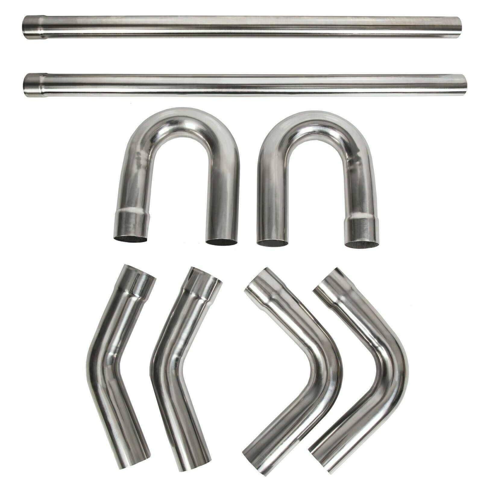 2.5" OD Stainless Steel Straight Bend DIY Custom Mandrel Exhaust Pipe Kit 8Pcs