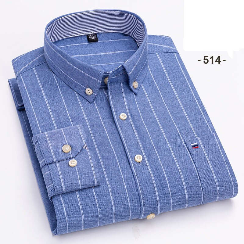 Men's Oxford Cotton Dress Shirt Long Sleeve Formal Business