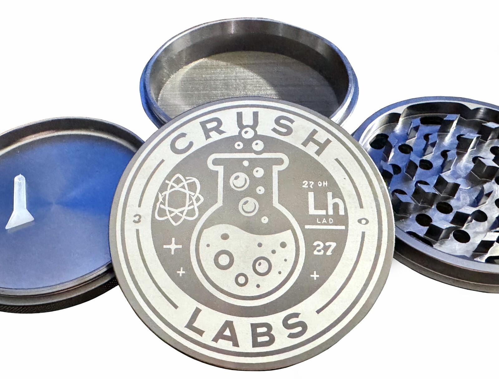 CRUSH LABS 4PC 4"-Inch (100mm) Aluminum Herb Grinder – GUNMETAL Anodized Quality