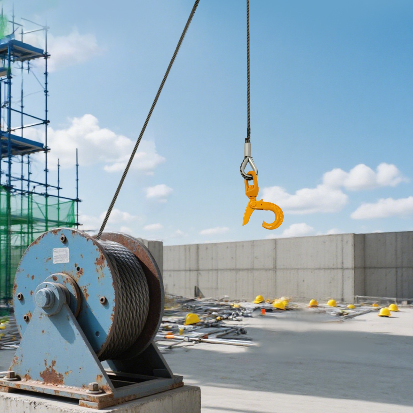 9/16in*100FT Steel Winch Cable Wire Rope w/ Swivel Self-locking Hook 4409.25 lbs