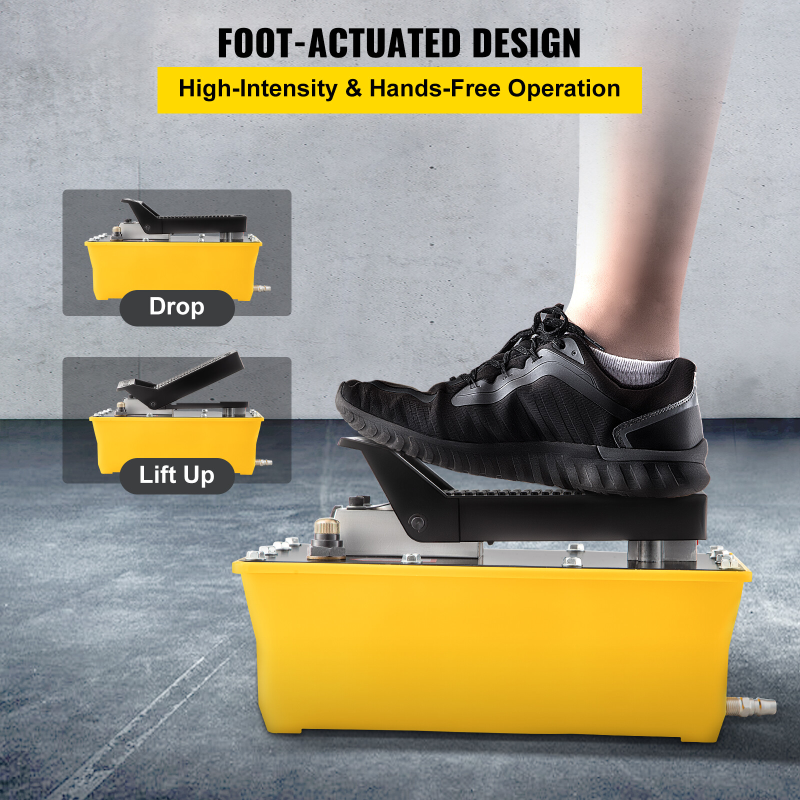 2.3L Air Hydraulic Pump 10,000PSI Auto Body Shop Foot Pedal High Pressure Pump