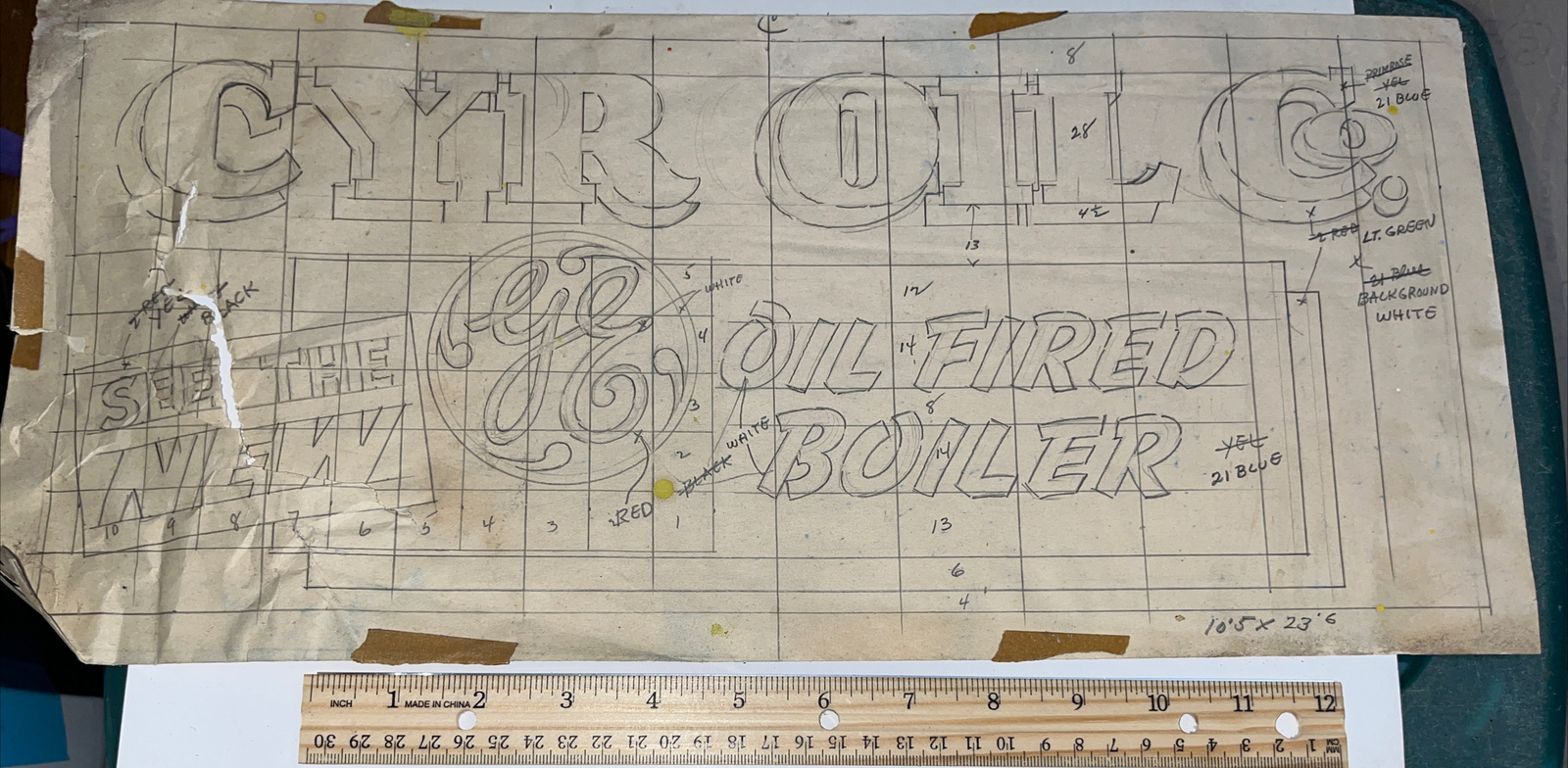 Vintage Billboard Advertising Sample: Cyr Oil General Electric GE Fired Boiler