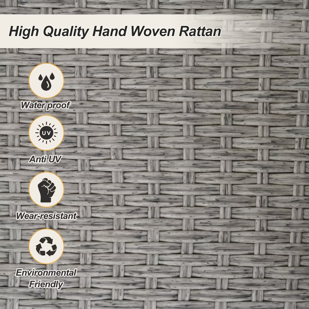 52"W Porch Swing, Patio 2-seat Rattan Hanging Seat with Seat and Back