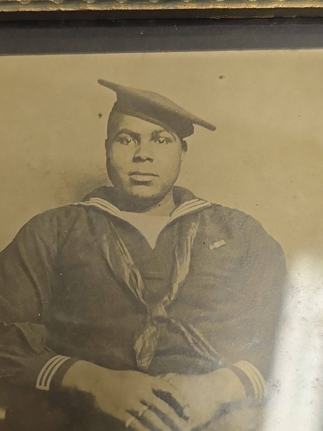 Antique WW1 US Navy African American Sailor Framed Photograph