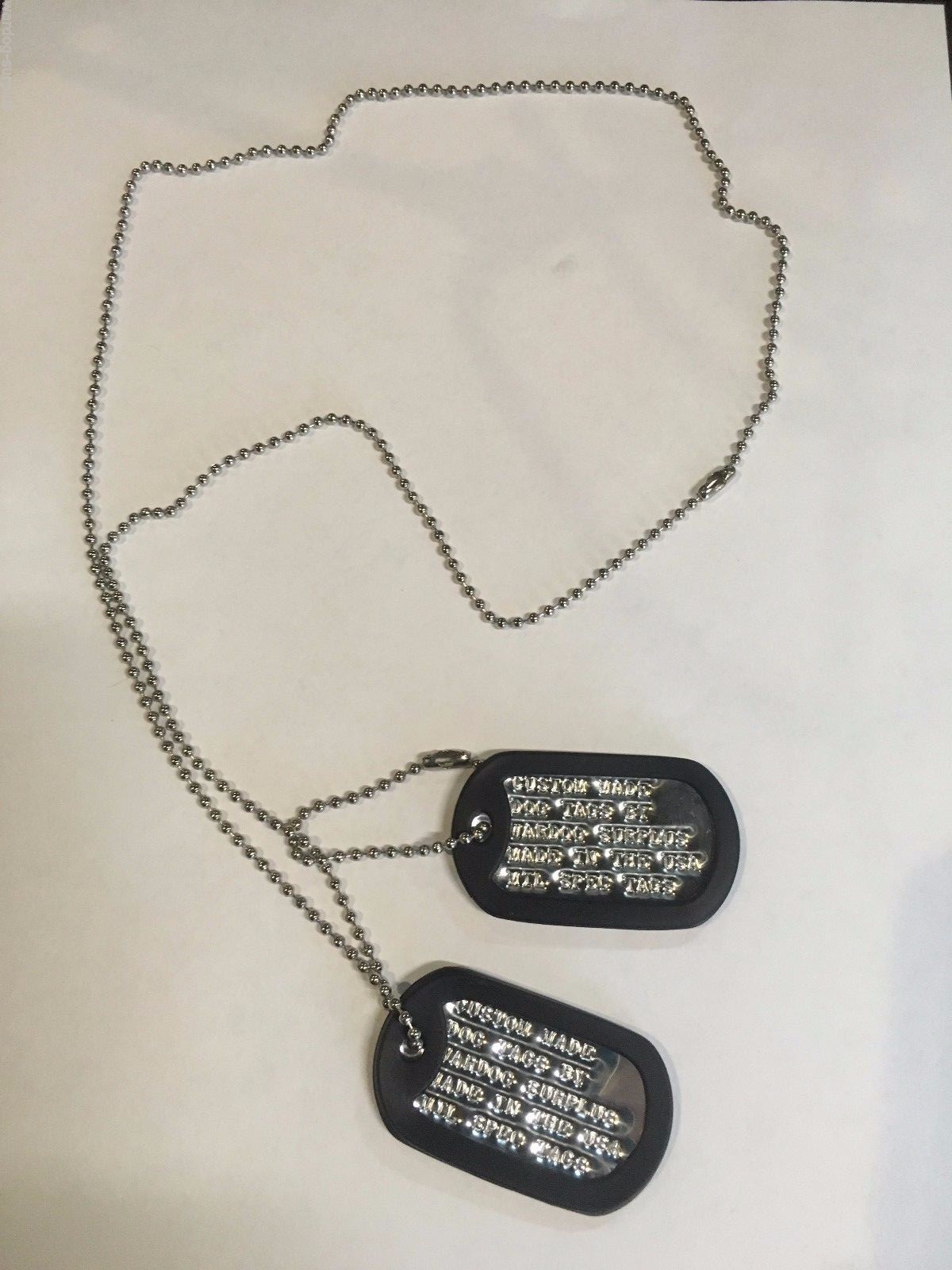 MILITARY PERSONALIZED DOG TAGS BALL CHAIN & SILENCERS OFFICIAL GI ARMY / USMC