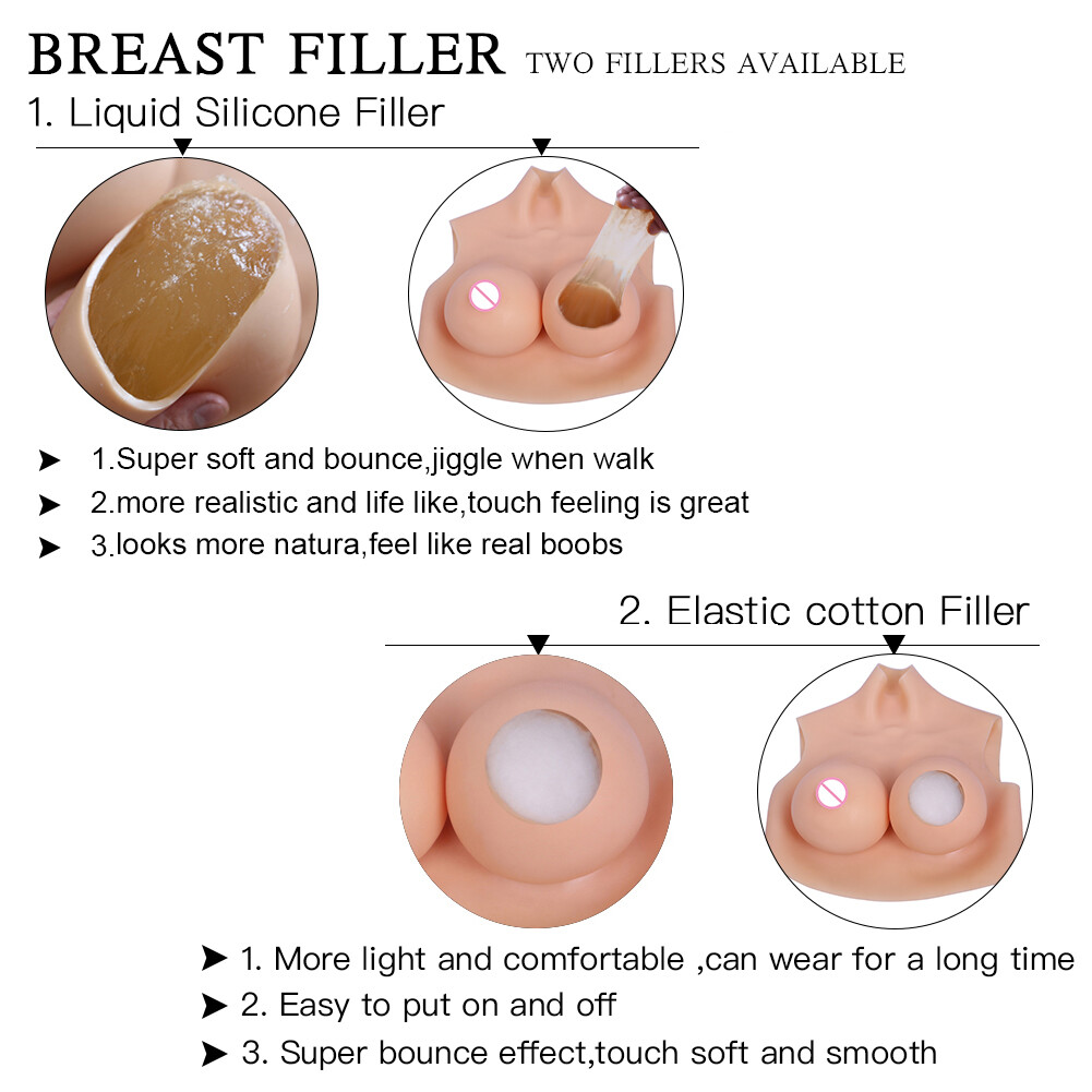 Silicone Crossdresser Breast Forms Breastplates Drag Queen Fake Boobs B-H Cup