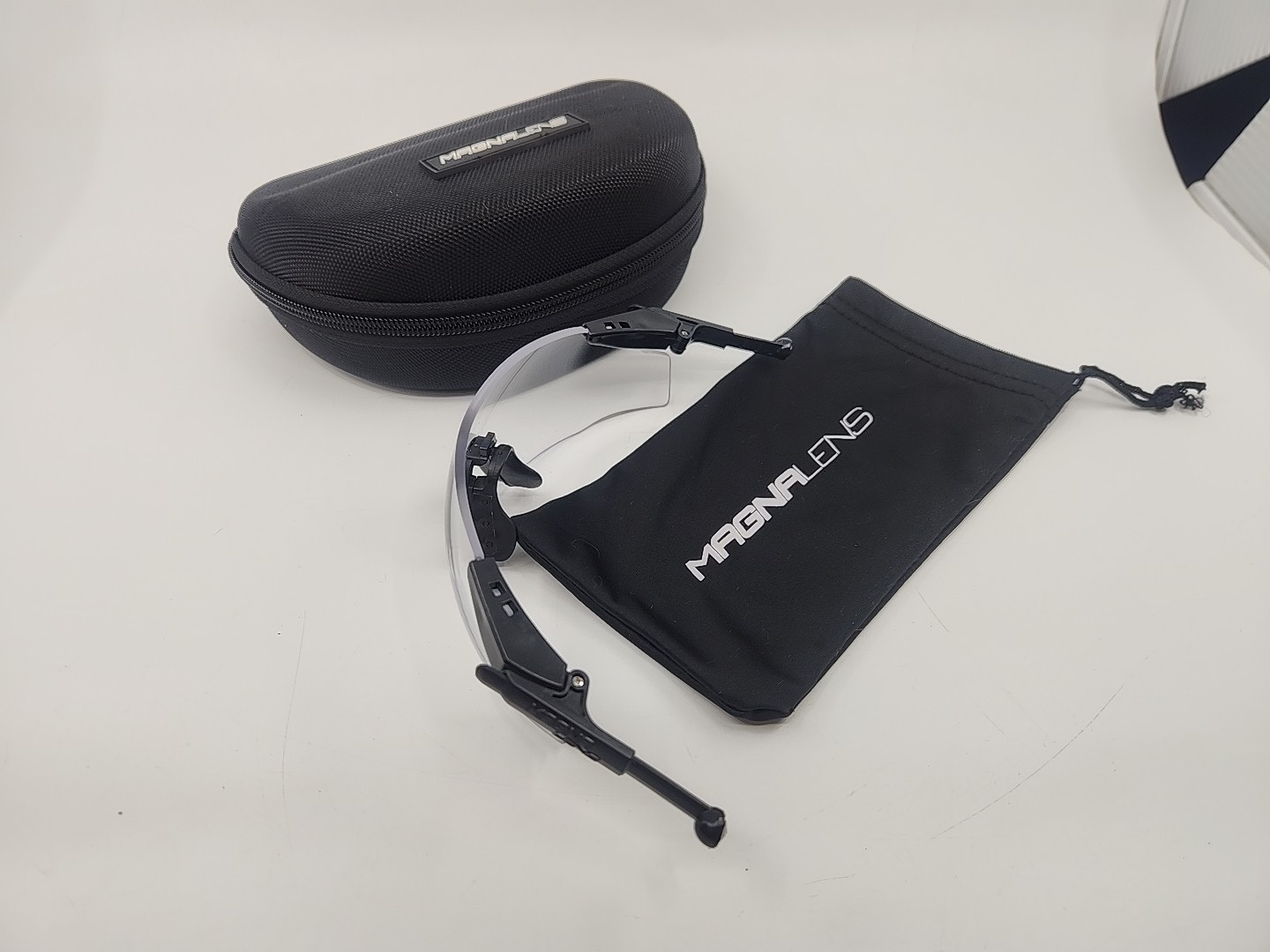 Magna Lens Shooting Glasses Clear Lens w/ Case & Pouch Magnetic Earmuff Fit