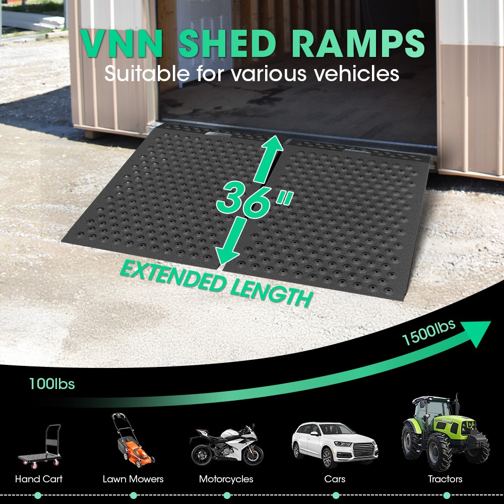 36" x 48" Shed Ramp for Riding Mower 1500LB Anti-Slip Punch Plate Ramp 2PC Alloy