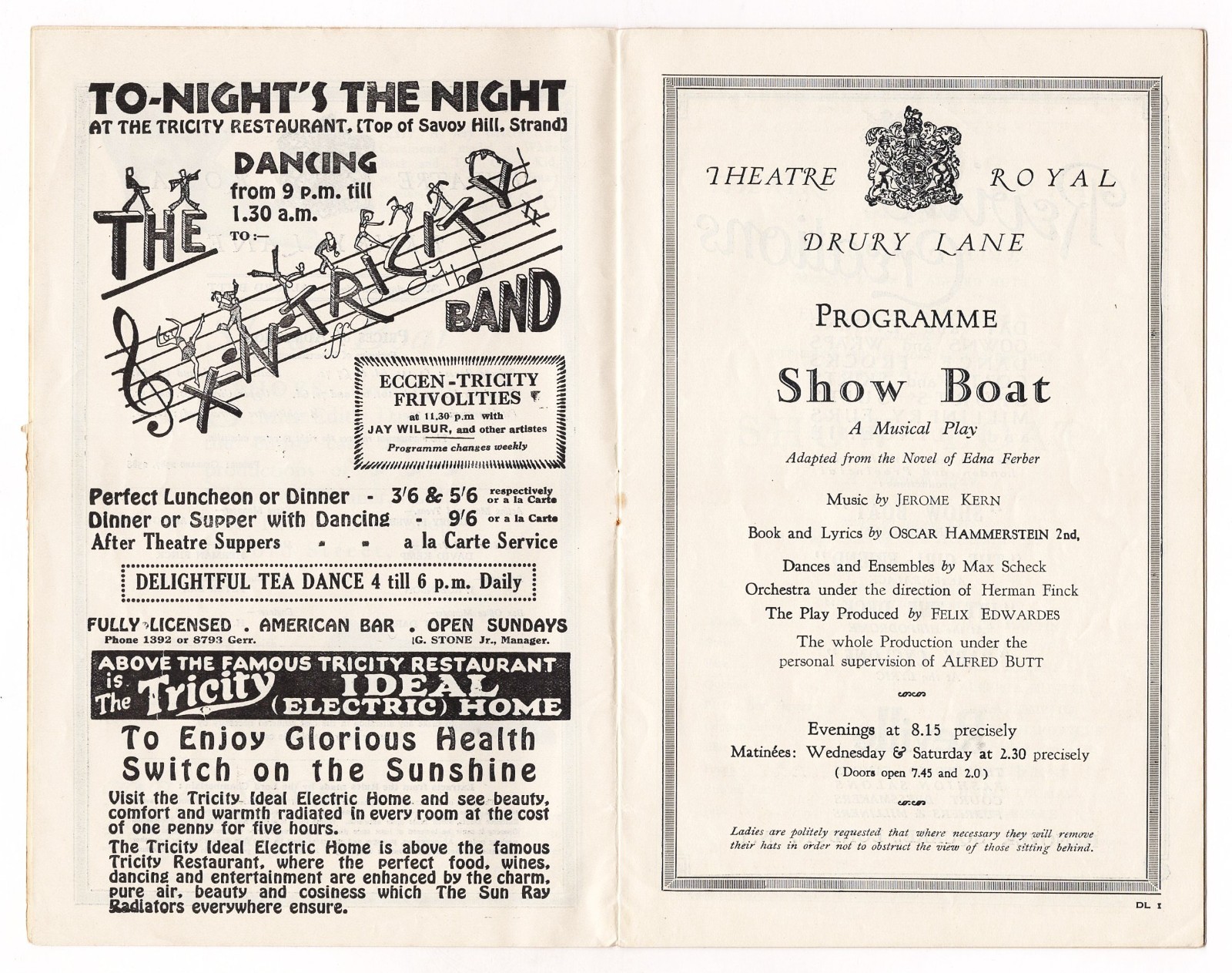 Paul Robeson "SHOW BOAT" Edith Day / Jerome Kern / May 1928 London Playbill