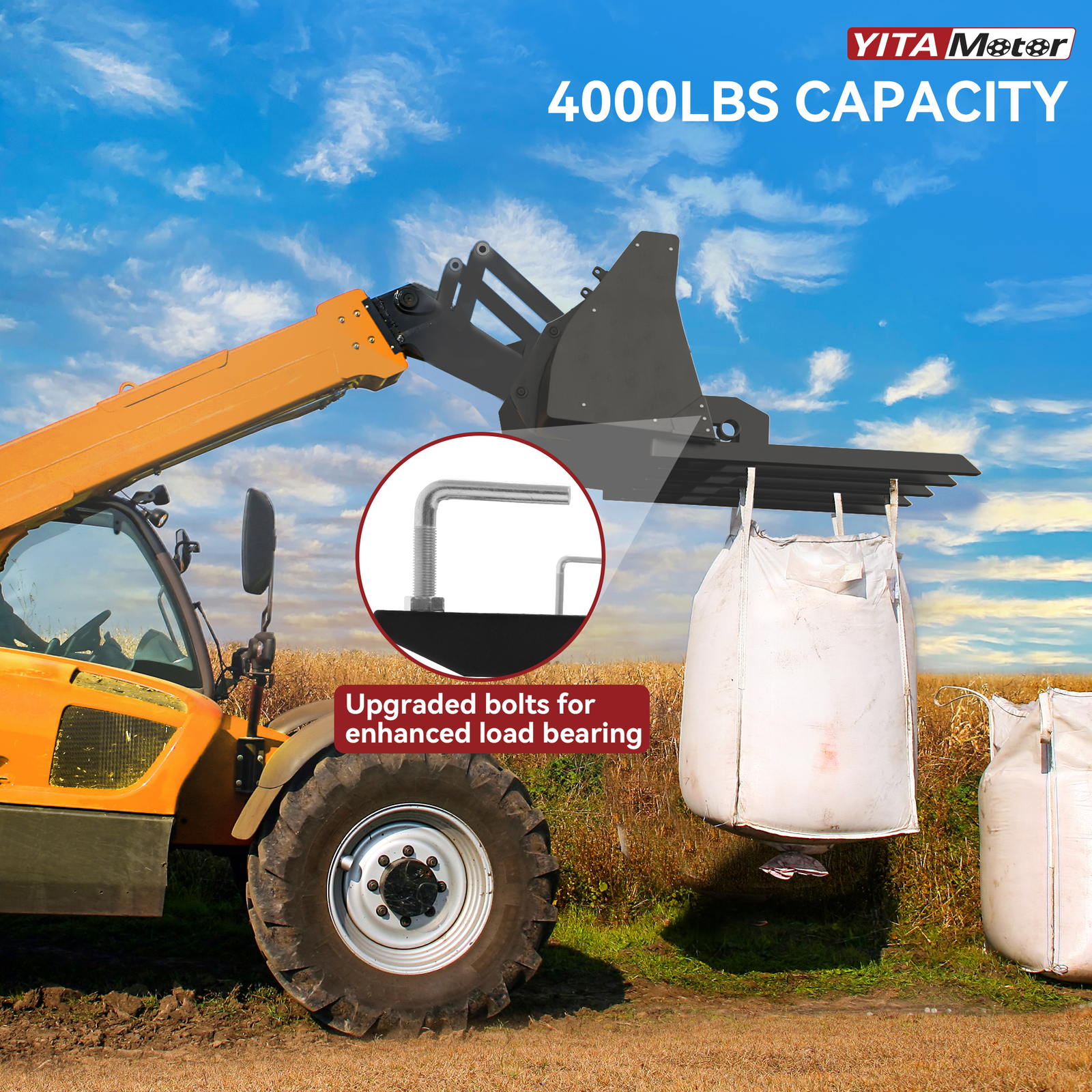 21" Fork Length 4000LBS Clamp-On Debris Forks For 60" Buckets Skid Steers Heavy