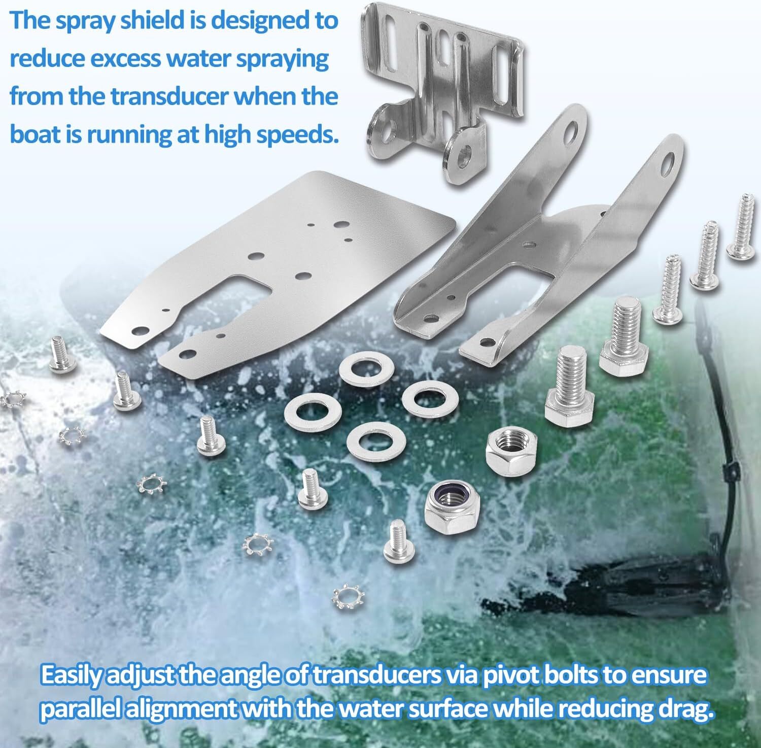 for Garmin Heavy-Duty Transducer Transom Mount Bracket Spray Sheild 010-12006-11