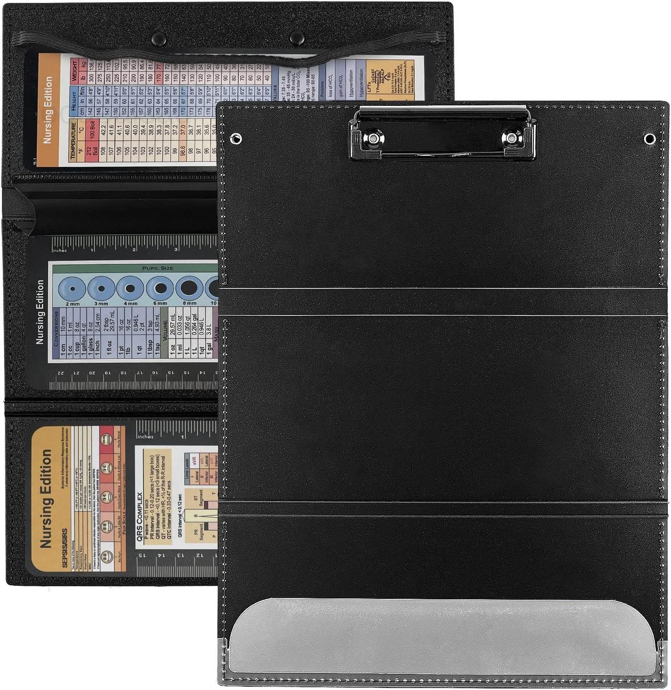 2Packs Nursing Clipboard Foldable, Black Nurse for Medical