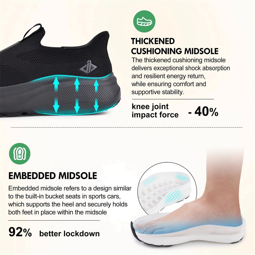 JACKSHIBO Mens Wide Toe Box Shoes Free up Hands Arch Support Orthopedic Sneakers